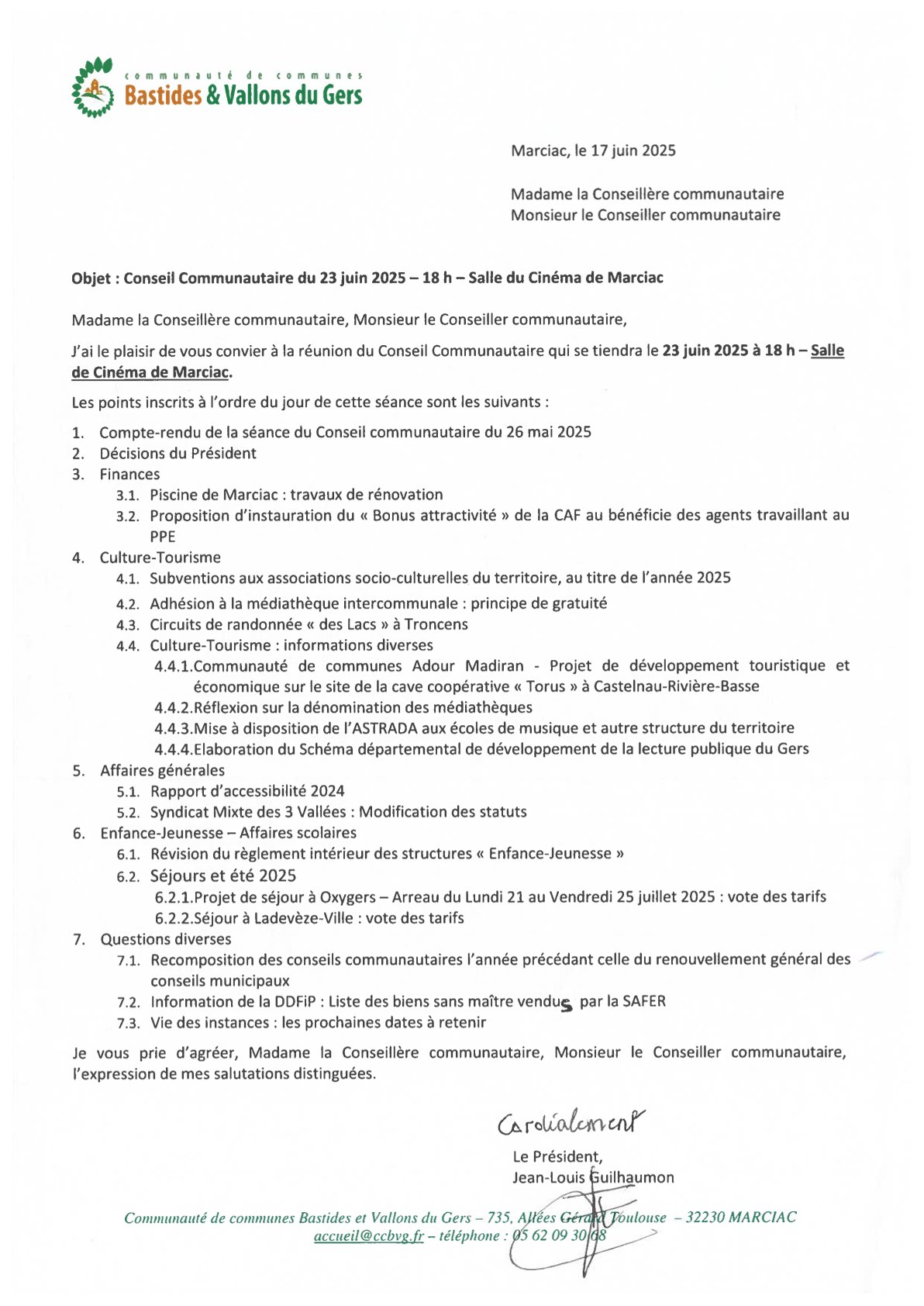 Conseil communautaire du 23 juin 2025