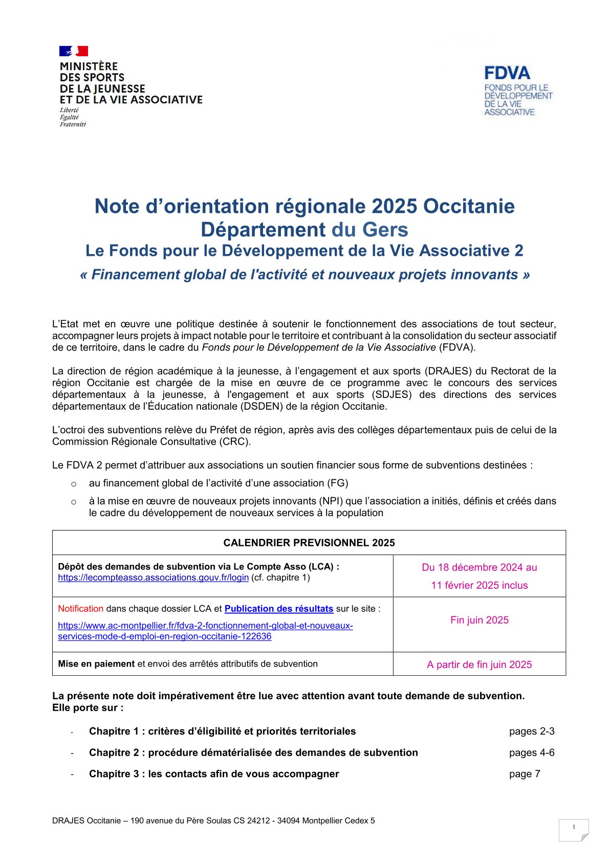 Fonds pour le développement de la Vie Associative