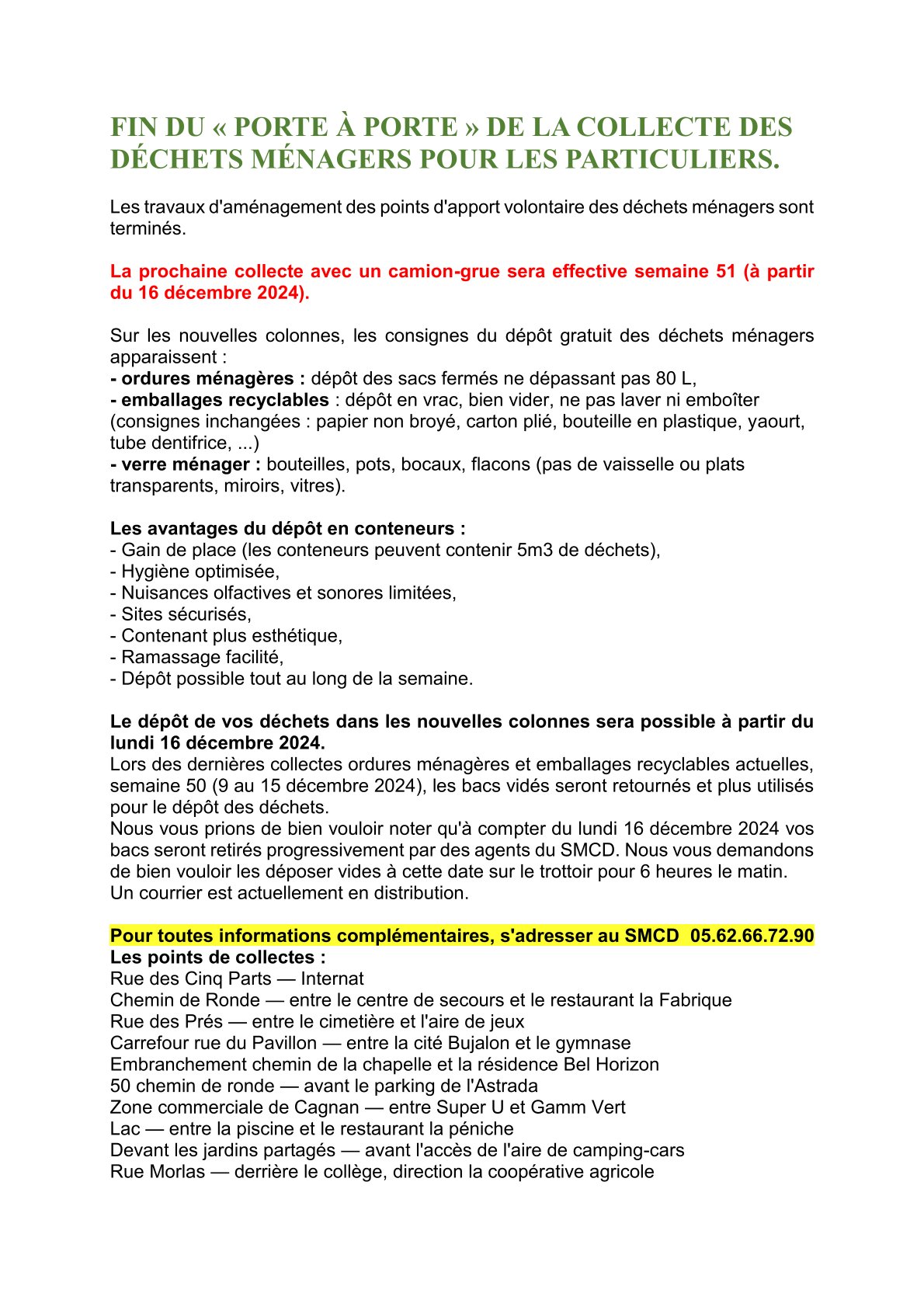 Fin du porte à porte