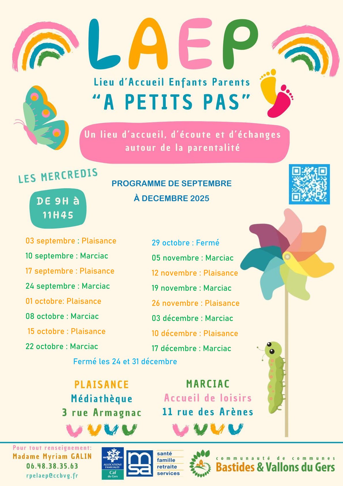 « A petits pas », Lieu d&rsquo;Accueil Enfants Parents : les rendez-vous de septembre à décembre