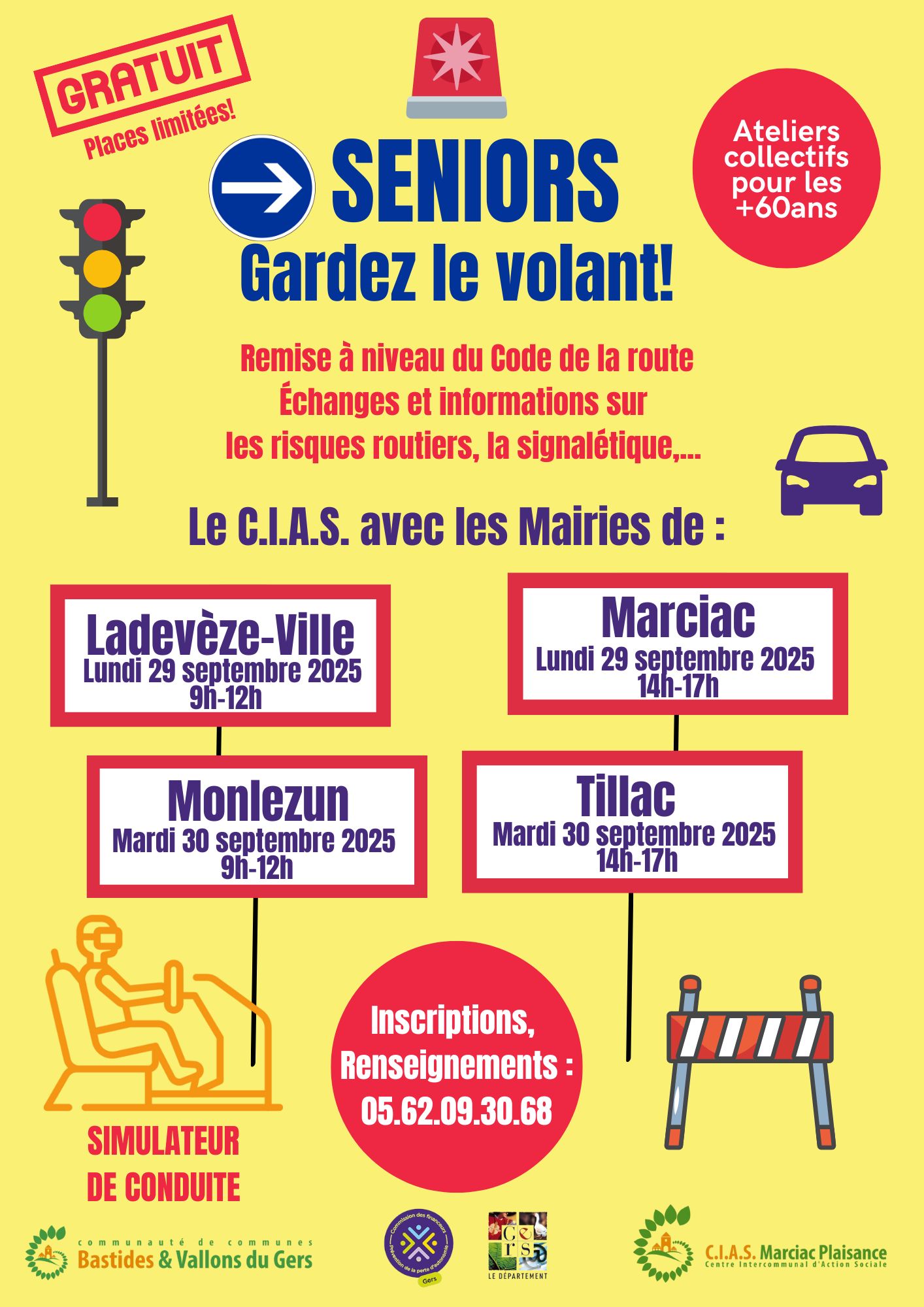 Atelier sécurité routière pour les seniors : les dates de septembre