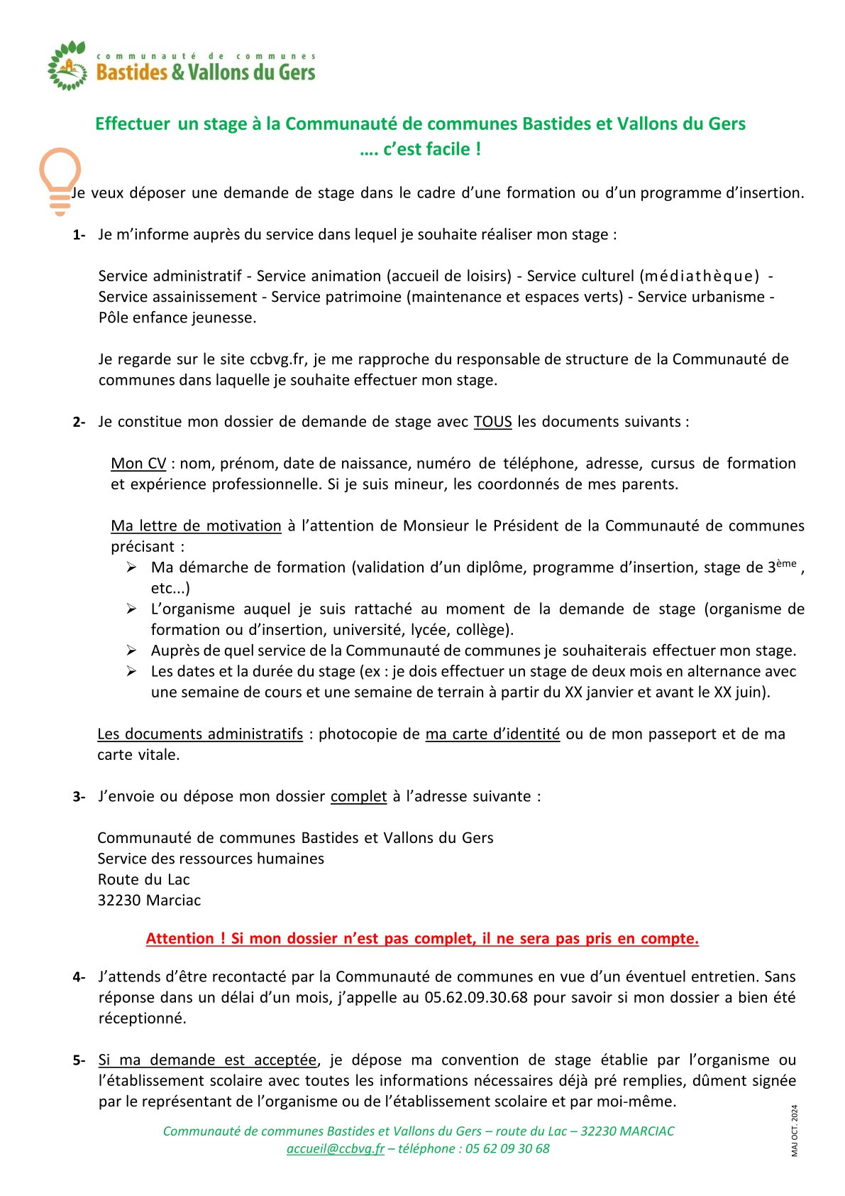 Procédure d’accueil des stagiaires