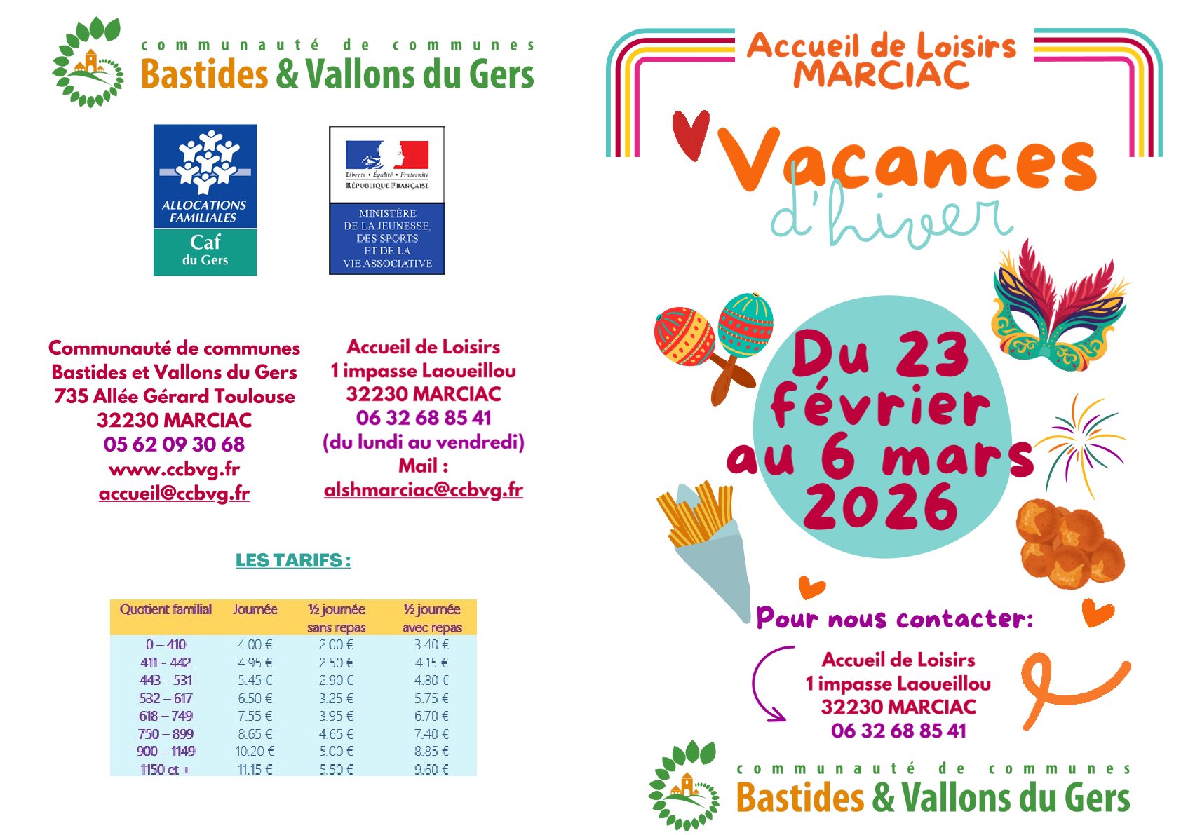Vacances d&rsquo;hiver 2026 : le programme de l&rsquo;ALSH de Marciac