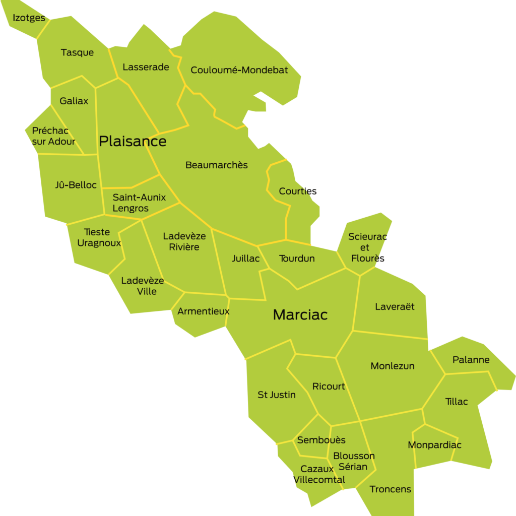 Carte du territoire d'intervention du CIAS